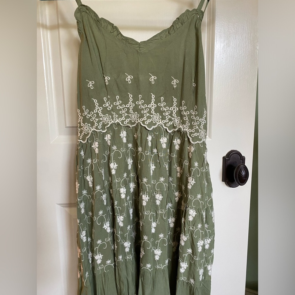 NWT Green Dress with White Embroidery